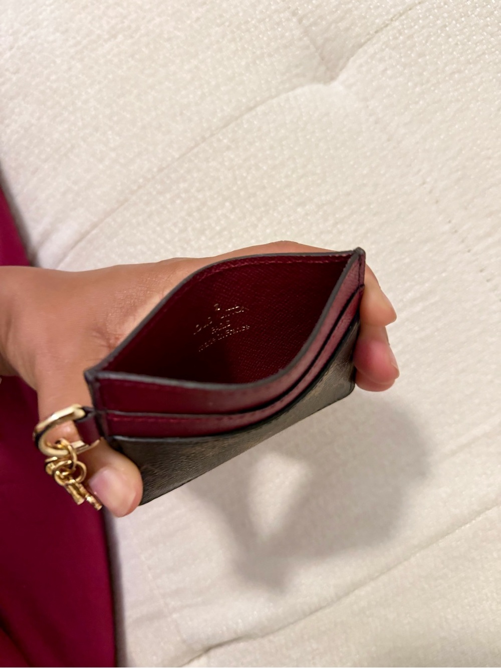 Louis Vuitton Monogram Card Holder with Magenta Trim and Gold Charm - Picture 4 of 7